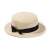 Summer Bowknot Visors Flat Brim Panama Sun Hat Straw Cap Beach Hat