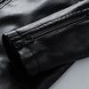 Men Jacket Color Block Long Sleeve Pockets Stand Collar Faux Leather Zipper Coat for Working