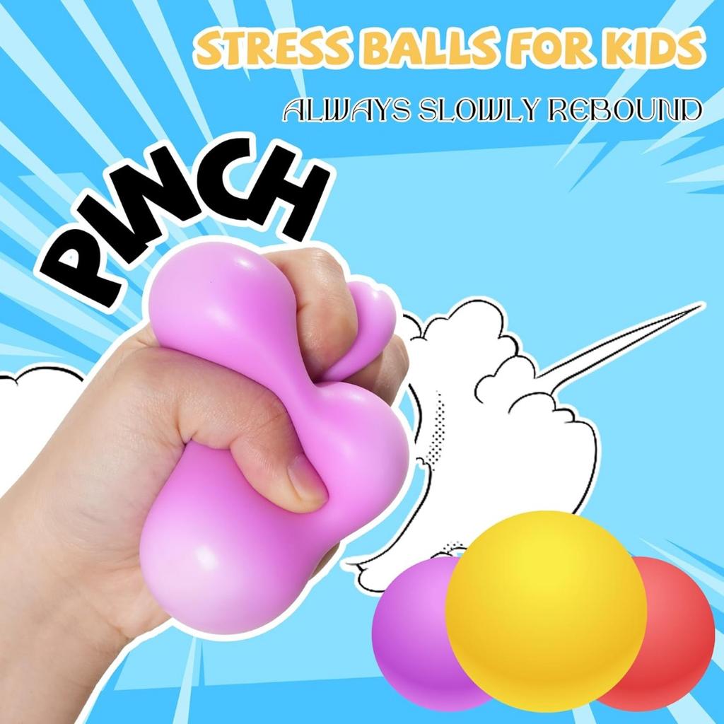 4PCS Stress Relief Balls Non-Toxic Squeeze Balls Colorful Foam Balls for Kids and Adults Hand Exercise Squishy Relief Toys for Anxiety ADHD Autism