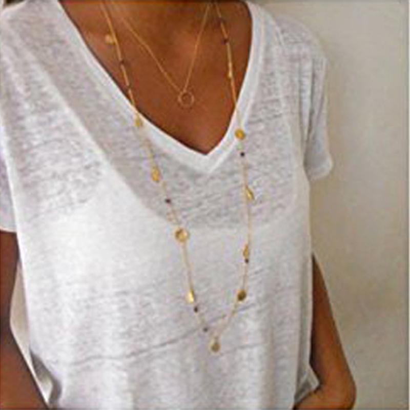 Sexy Bohemian Multilayer Gold Beads Leaf Ring Chain Chocker Necklace Jewelry 
