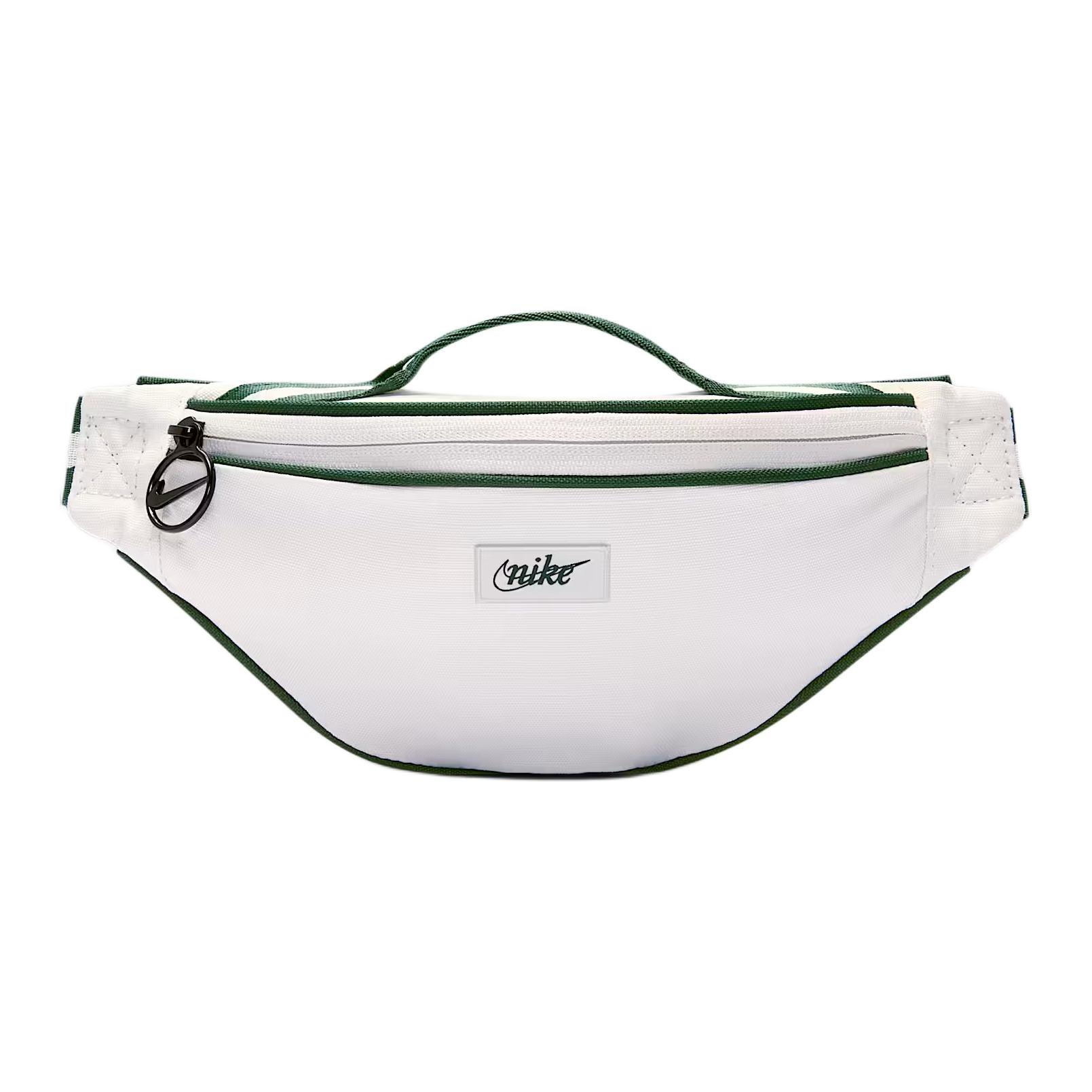 Nike Heritage Simple Versatile Retro Fabric Waist Bag Unisex Waist Bag Phantom-Gray White Fir-Green DR6266-030 Phantom Gray & White & Fir Green