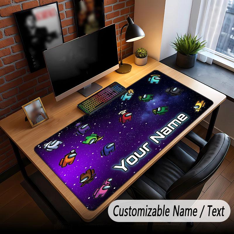 Custom Name Text Big Mouse Pad,Among Us Soft Non Slip Extended Desk Mat For Home Office