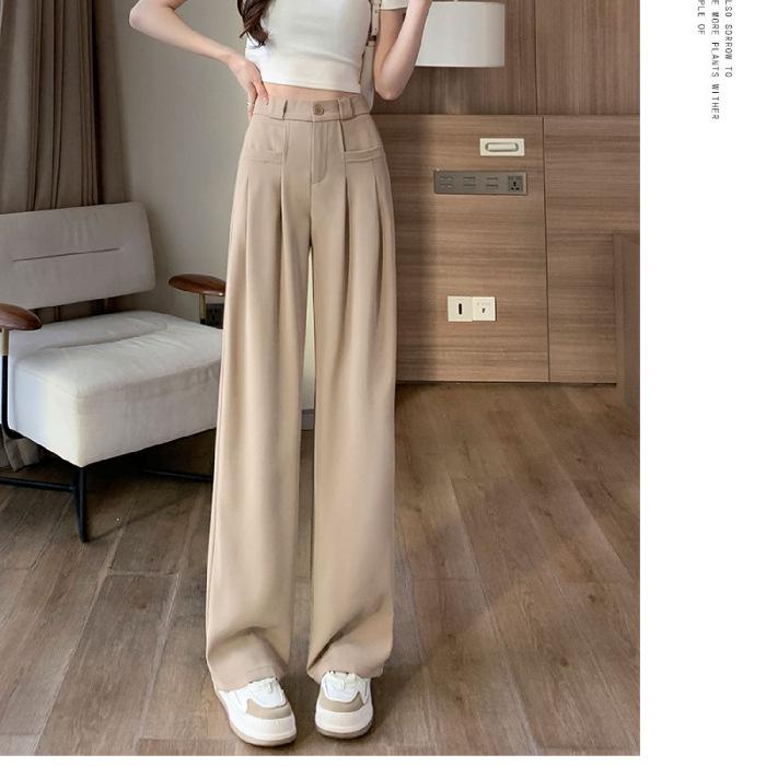 Pantaloni drapați cu talie înaltă pentru femei, cu croi larg, 2024 - Ediție primăvară/toamnă