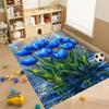 Luxurious Vintage Tulip Floral Pattern Floor Mat, Non-slip, Machine Washable, Suitable for Living Rooms, Bedrooms, and Home Déco