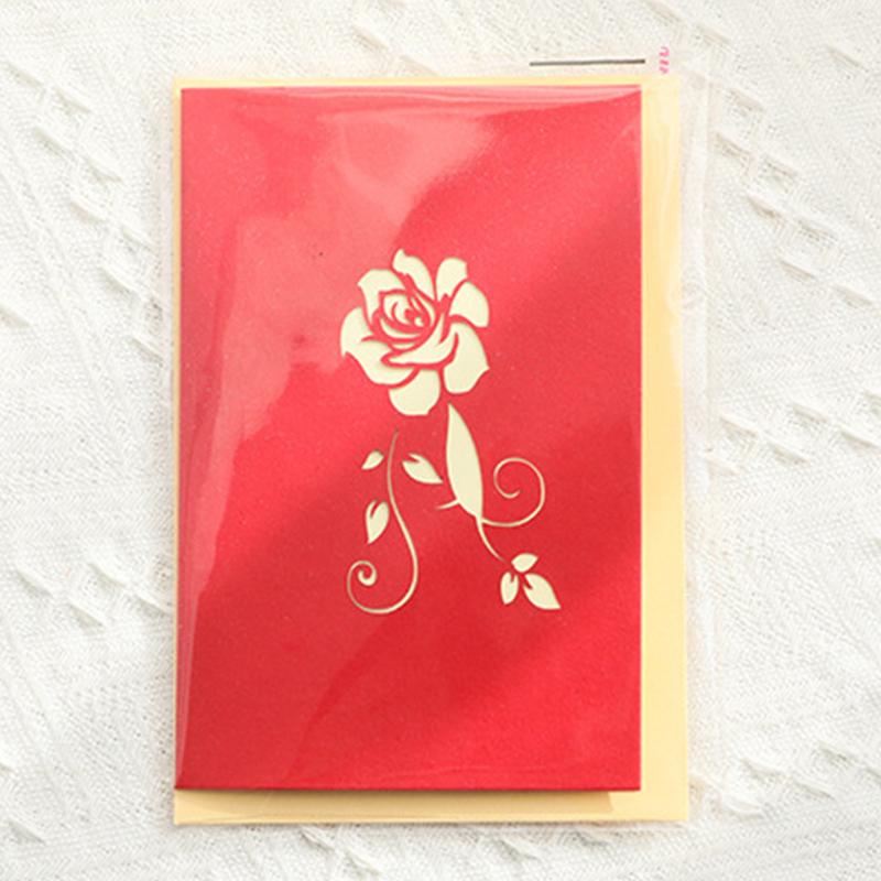 Pop-up Valentine's Day 3D Greeting Card Rose Card For Anniversaries Mother's Day Weddings Women Gifts Youngsters With Envelope