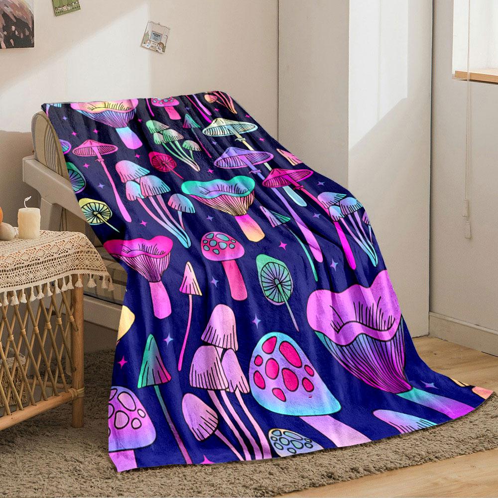 Colorful Mushroom Pattern Blanket for all seasons blanket lunch break throw gift