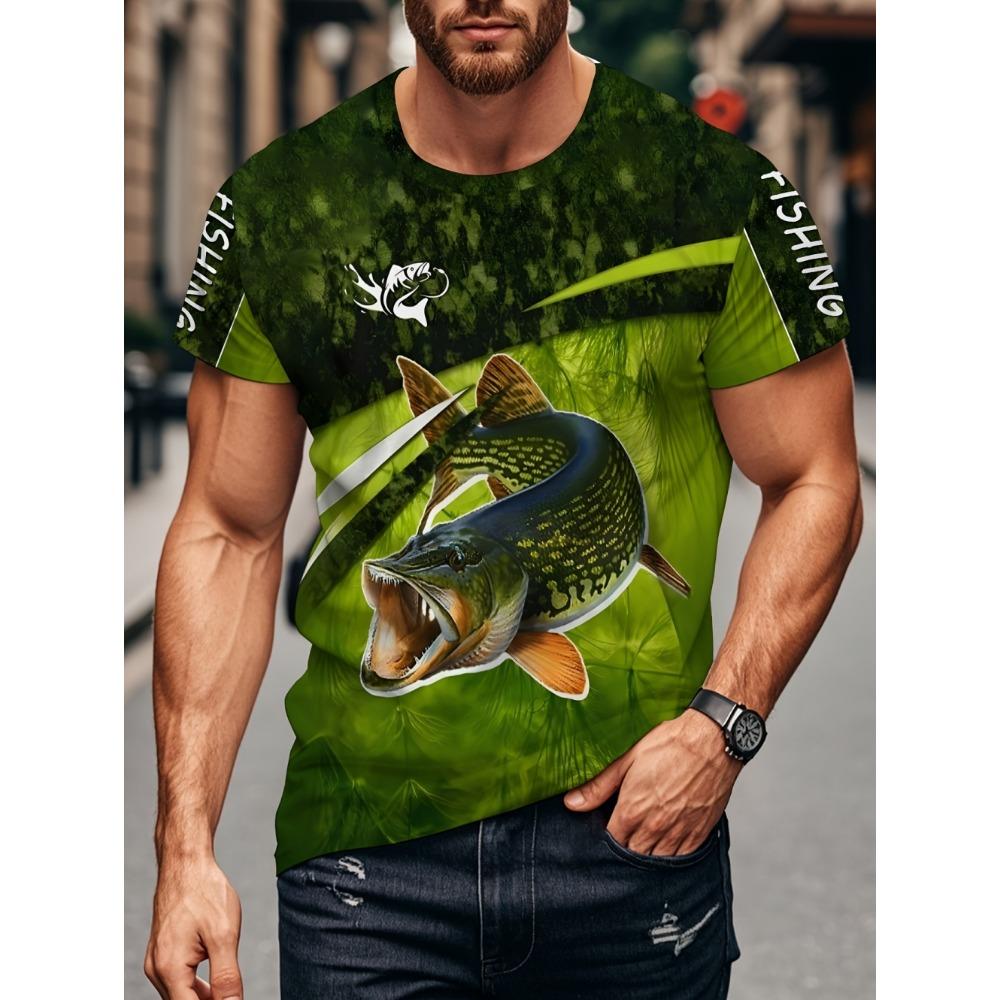 Men's Short sleeved T-shirt 3D Vitality Fish Pattern Printed Fashionable