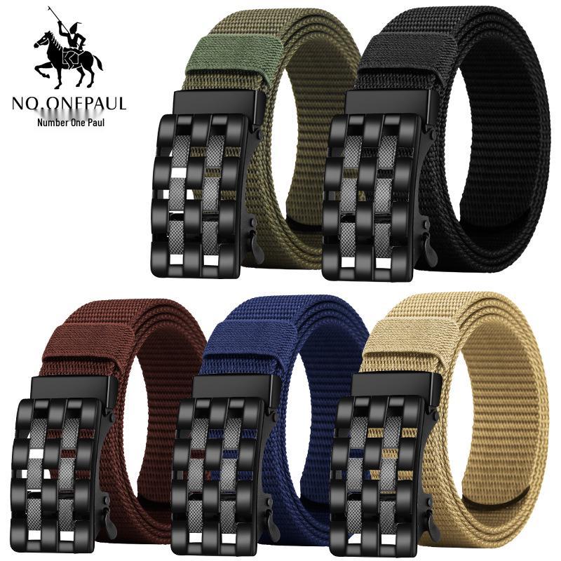 Men's Versatile Automatic Buckle Leather Belt for Jeans, Military, and Casual Wear