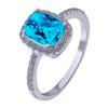 Multi-Color Rectangular Gemstone Ring: Classic Square Diamond Engagement Silver Jewelry