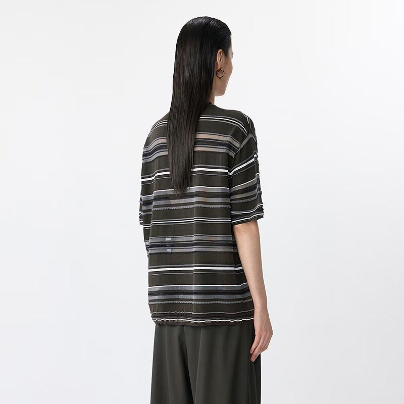 JNBY 2025 Summer Short Sleeve Striped Knit Top