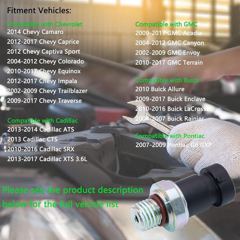 Oil Pressure Sensor Switch Sending Unit D1843A 12635957 Compatible with Chevy Colorado Equinox Trailblazer Malibu Impala GMC Envoy Canyon Buick