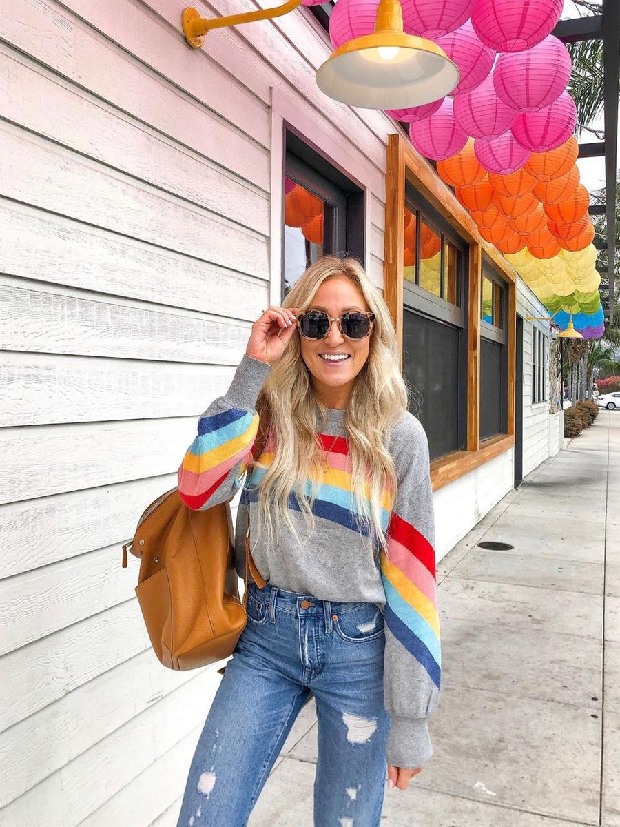 

New Spring/Summer Rainbow Set Sweatshirt Casual Long Sleeve XXL сірий колір