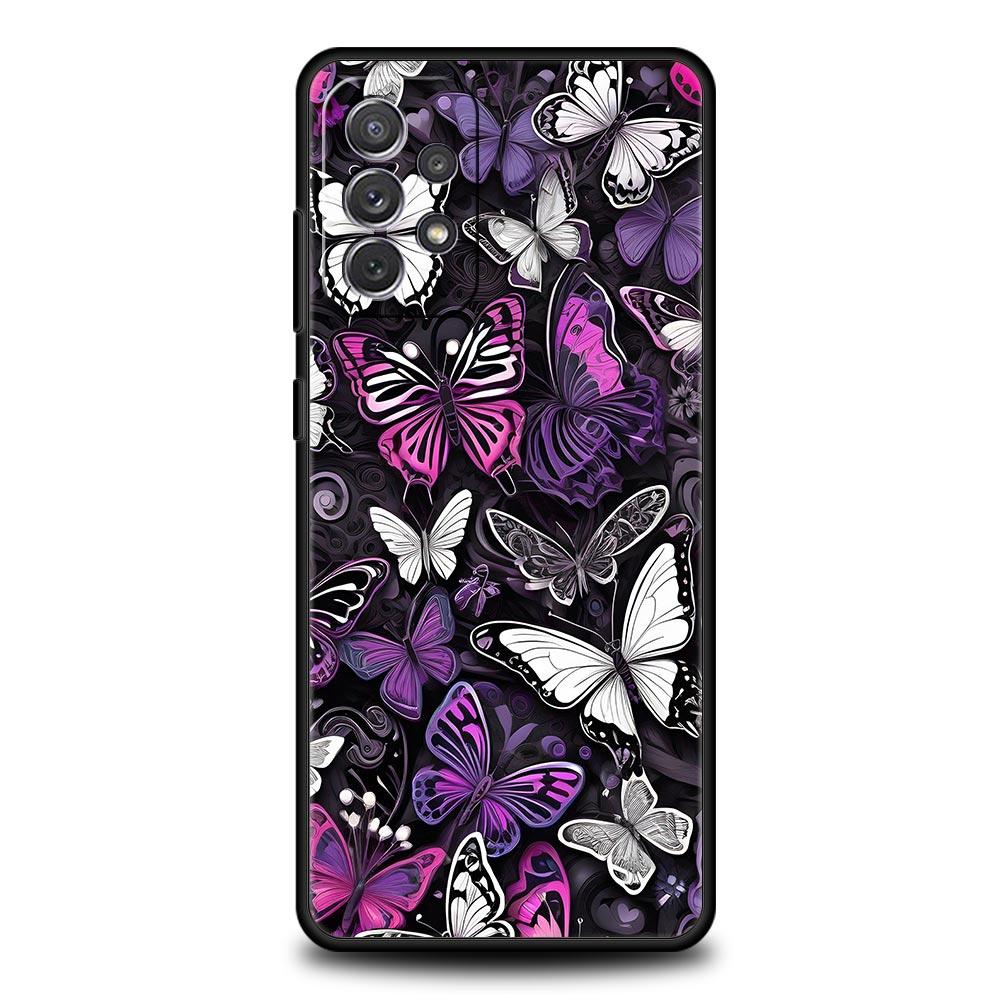 Fashionable Butterfly Flower Phone Case for Samsung Galaxy A55 A35 A17 A07 A15 A13 A25 A51 A71 A72 A73 A32 A52 A52S A41 Soft TPU