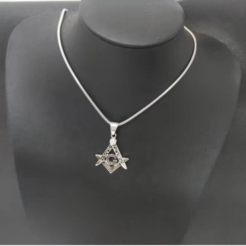 Mason Necklaces Pendants Gold Silver Color 316L Stainless Steel Round Snake Chain For Women/Men Masonic Symbol Jewelry
