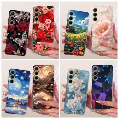 Hülle Für Samsung Galaxy A17 A37 A57 5G Cover Neue Stilvolle Blume Klare Weiche Silikon Handyhülle Für Samsung A 17 A 37 A 57 Stoßfänger
