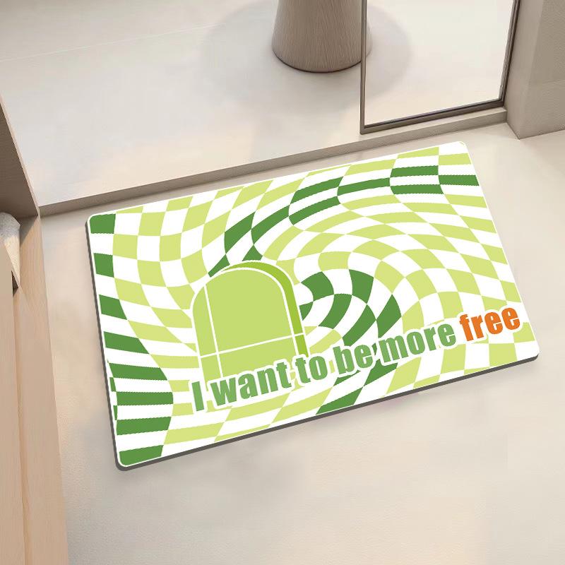 Checkerboard Soft Diatom Mud Absorbent Mat Bathroom Bathroom Door Non-slip Quick Drying Mat Door Mat Entry