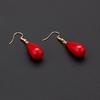 Chinese Style Red Water Drop Earrings for Bridal Wedding and Studio Photography Props