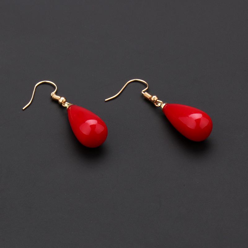 Chinese Style Red Water Drop Earrings for Bridal Wedding and Studio Photography Props