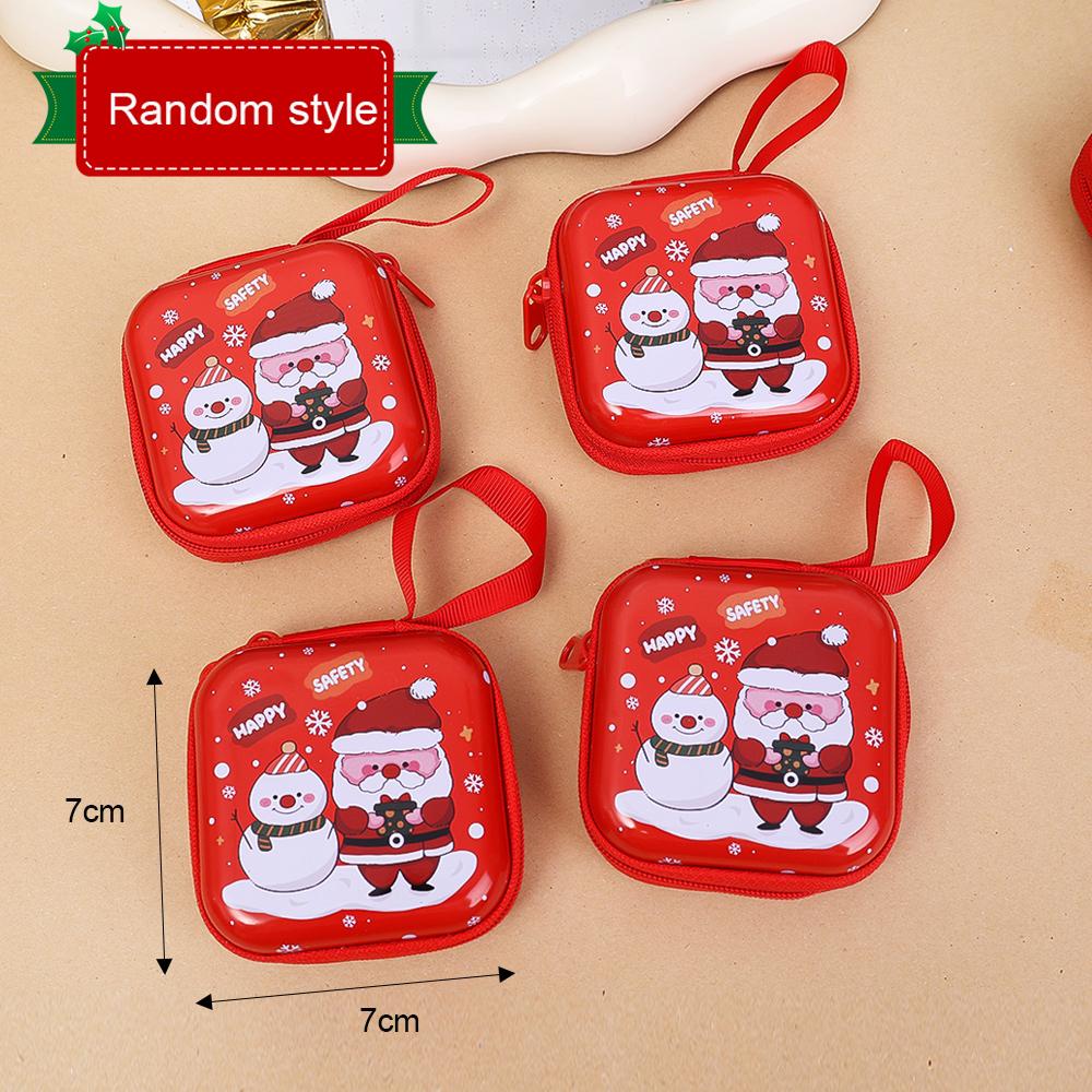 

10/1x Christmas Theme Candy Storage Bag Creative Printed Santa Claus Snowman Coin Purse Kids Toy Organizer Phone Keyring Pendant 1PCS