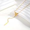 Schickes Zirkon Edelstahl Y-förmiges Halskette, Vergoldete Pullover Lange Kette Choker Kragen, Modeschmuck für Damen Geschenk
