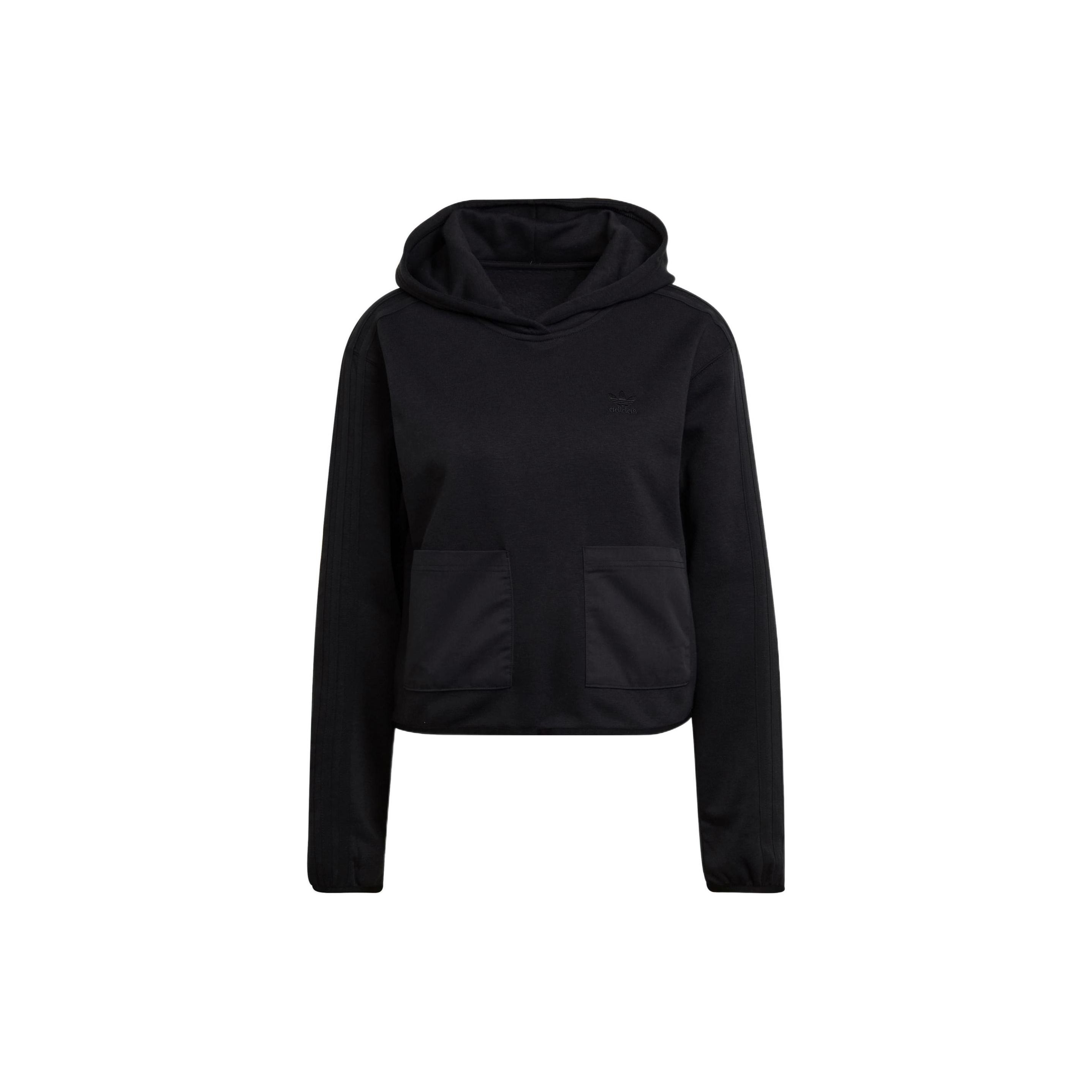 

Adidas Originals Solid Logo Print Hooded Long Sleeve Sweatshirt Women sweatshirt Black HE4678 30