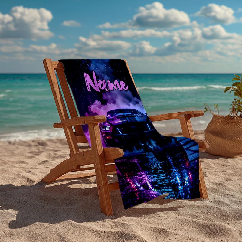 Custom Name Ultra-Soft Beach Towel with Racing Theme,Ideal for Pool - Camping, Diving - Perfect Travel Essential, Vibrant Beach Towel.