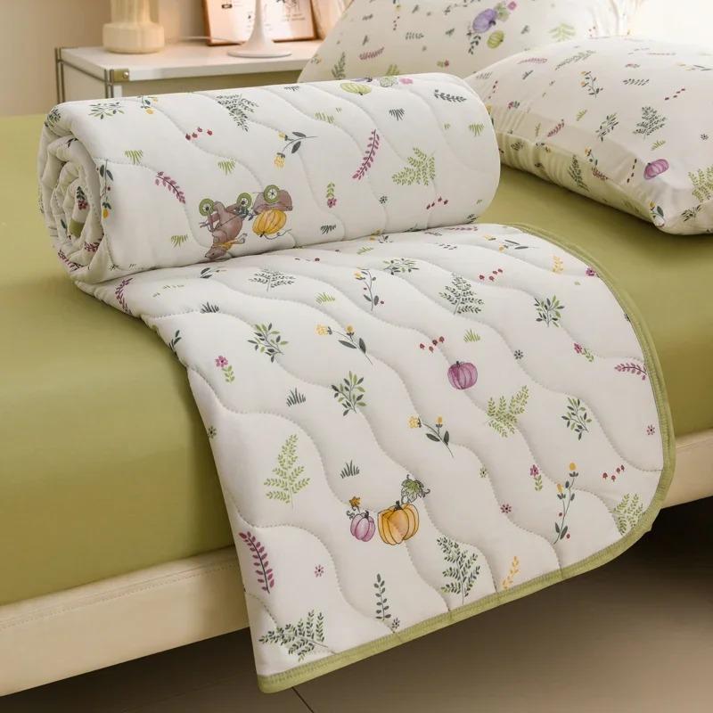 Knitted Thin Duvet 100x150cm 150x200cm Floral Print Quilt Soft Breathable Lightweight Summer Comforter Single Double Bed Blanket