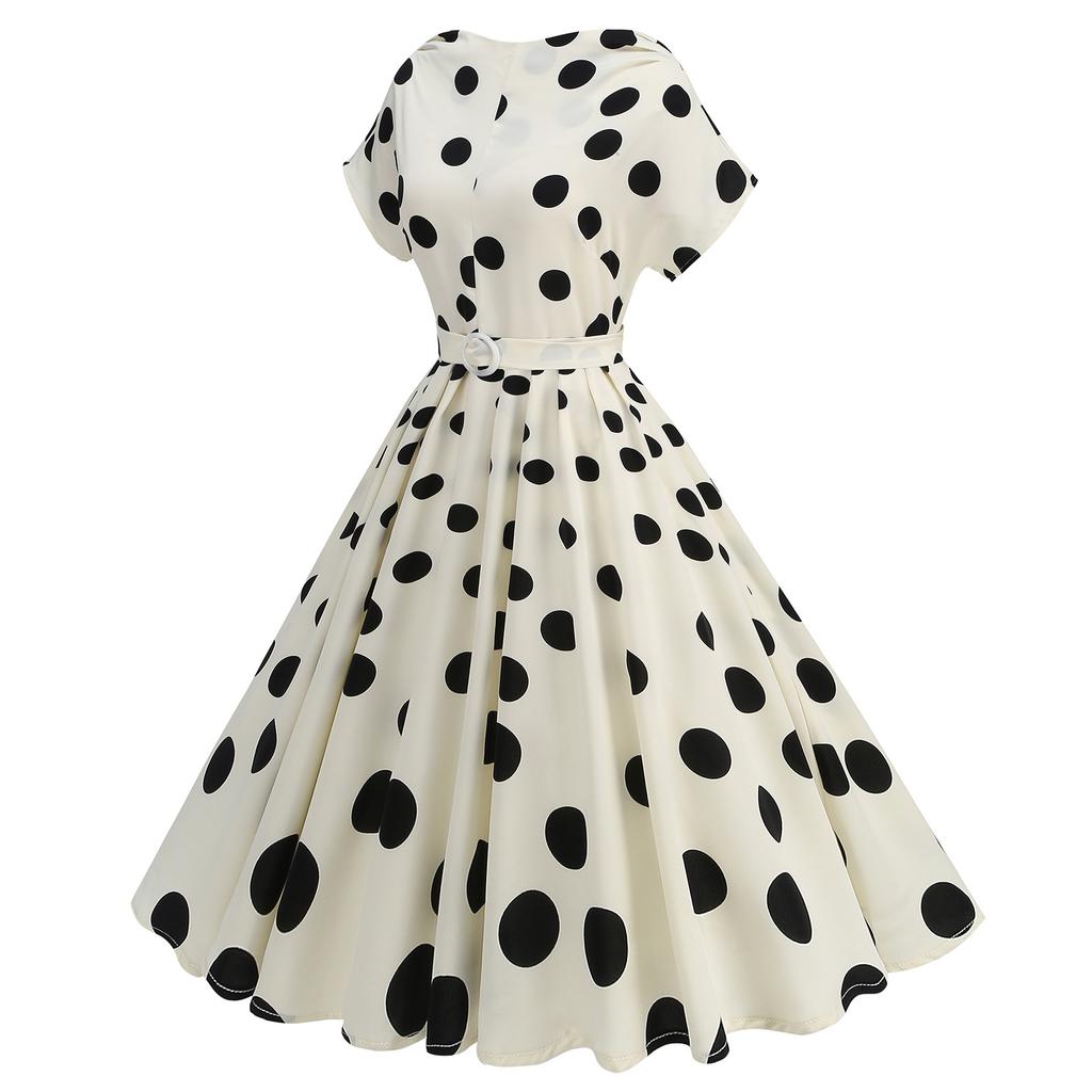 Fashion Women's Casual V-Neck Printed Long Sleeve High Waist Printed Dress