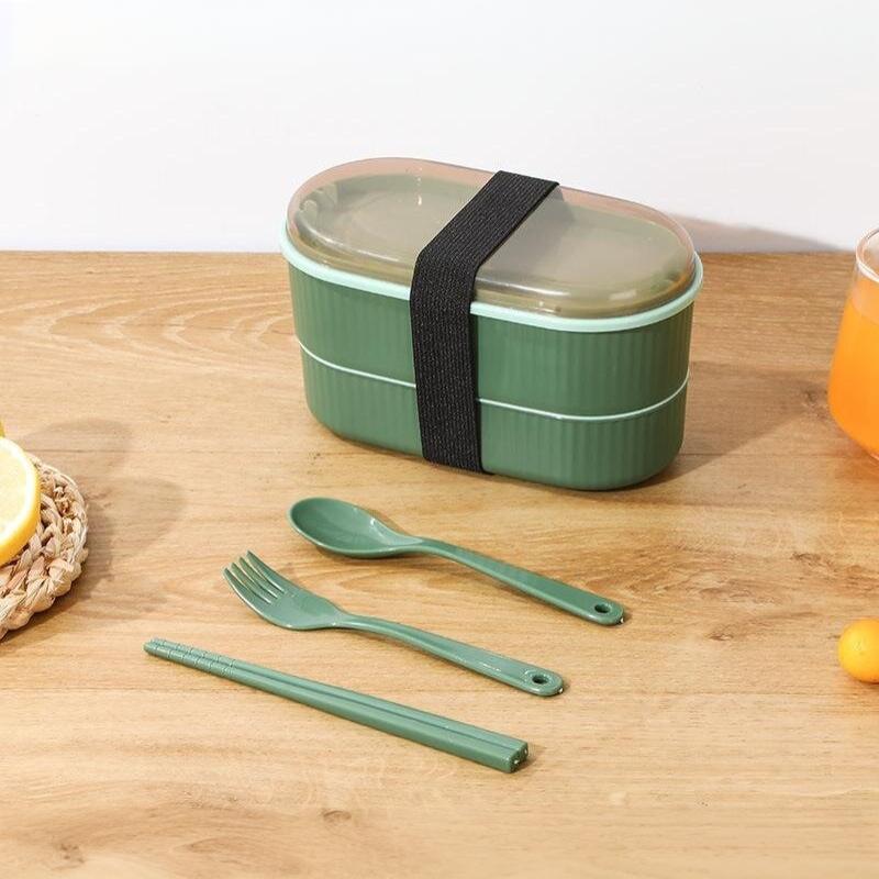 Double-Layer Lunch Box Lunch Box Food Storage Container Fresh-Keeping Box Microwave Tableware Lunch Box