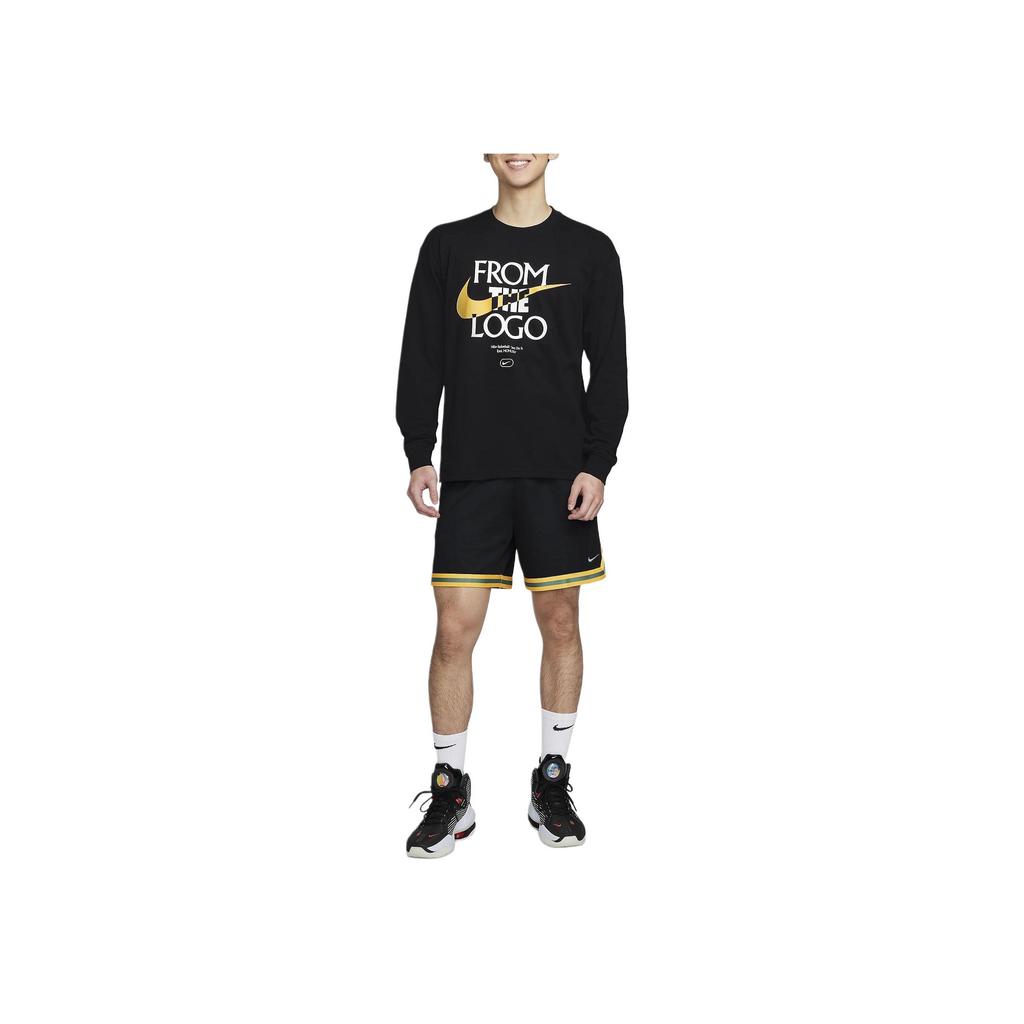 Nike Crew Neck Logo Print Fitted American Vintage Long Sleeve T-Shirt Men Tops Black FQ4921-010