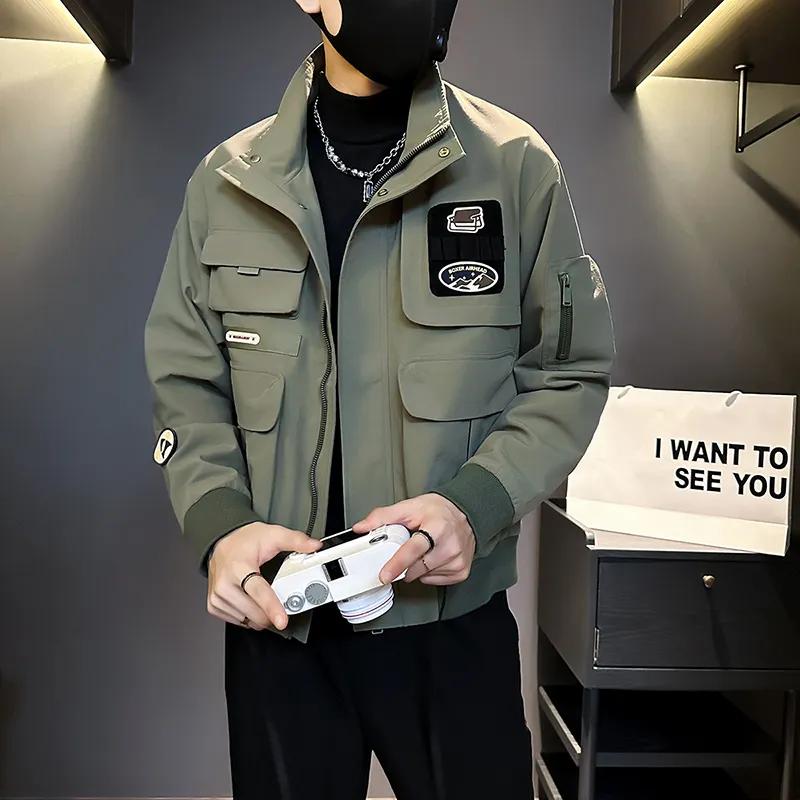 Men's Spring and Autumn Stand-up Collar Jacket Casual Handsome Workwear Jacket