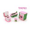 Wooden Pink Doll House Furniture Toys Set  for Girls Dollhouse Miniature Rooms Gifts