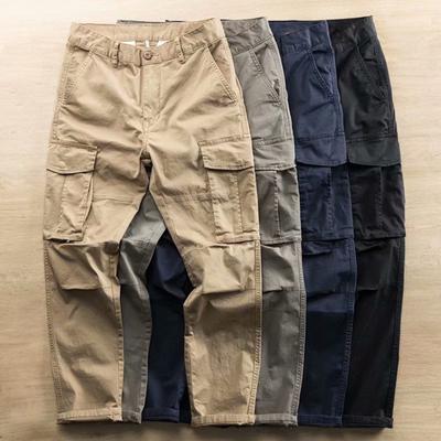 Pantalones Cargo para Hombre Sueltos Cierre de Botón y Cremallera Color Sólido Estilo High Street Recto