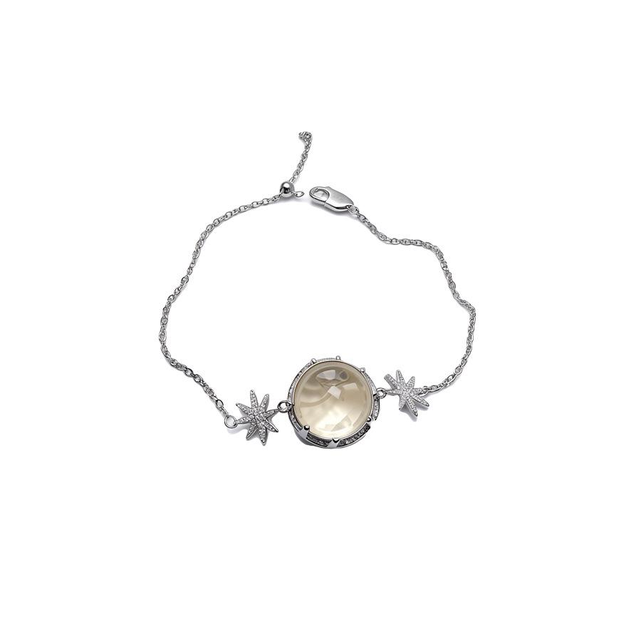 Elegant Zirconia Glass Flower Star Geometric Clavicle Necklace