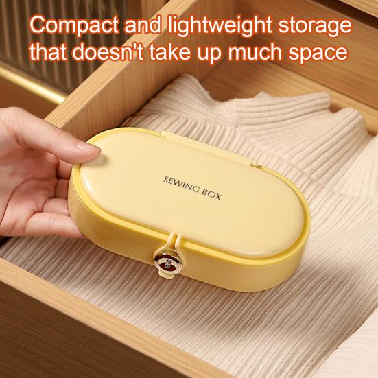 Magnetic Sewing Tools Box with Needles Threads Threader Scissors Thimble Tape Measure Portable Travel Sewing Tools Accessories Organizer Box
