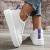 2025 spring and autumn new little white shoes women's foreign trade large size solid color round head light mouth lace-up outer wear flat-soled casual