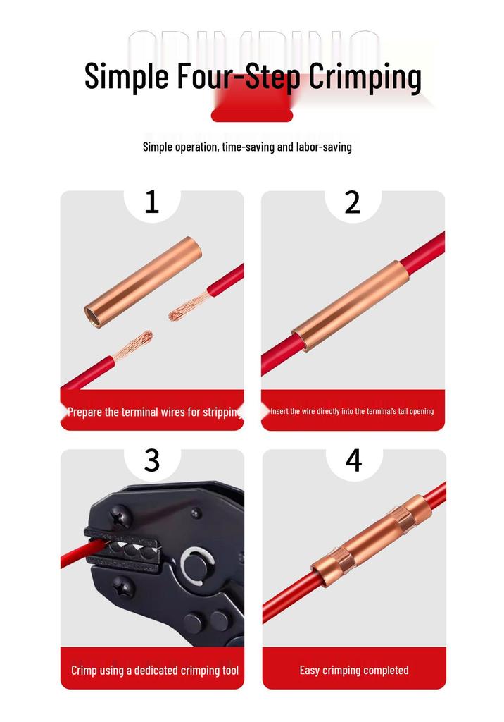 GTG Red Copper Cold Crimp Splice Terminal Connector Tube