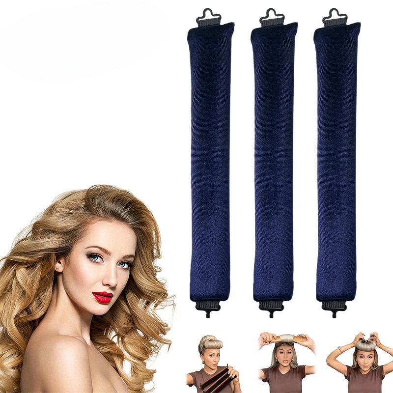 

3шт безнагріваюча плойка Пов язка на голову Ліниві бігуді Без нагрівання Бігуді для волосся Кудрі Сплячі інструменти для укладання волосся Паличка для волосся Гнучкі стрижні Гачок Sleep Curling темно-синього кольору