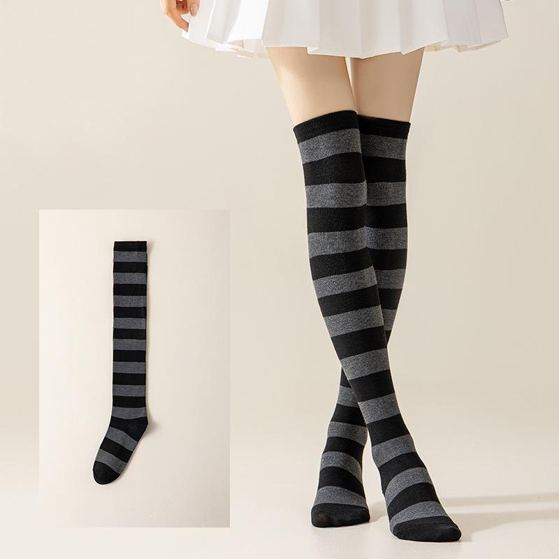 Damen Overknee Socken mit Kreuzstreifen für Halloween, Weihnachten, Karneval, Tanz und Japanische Festivals