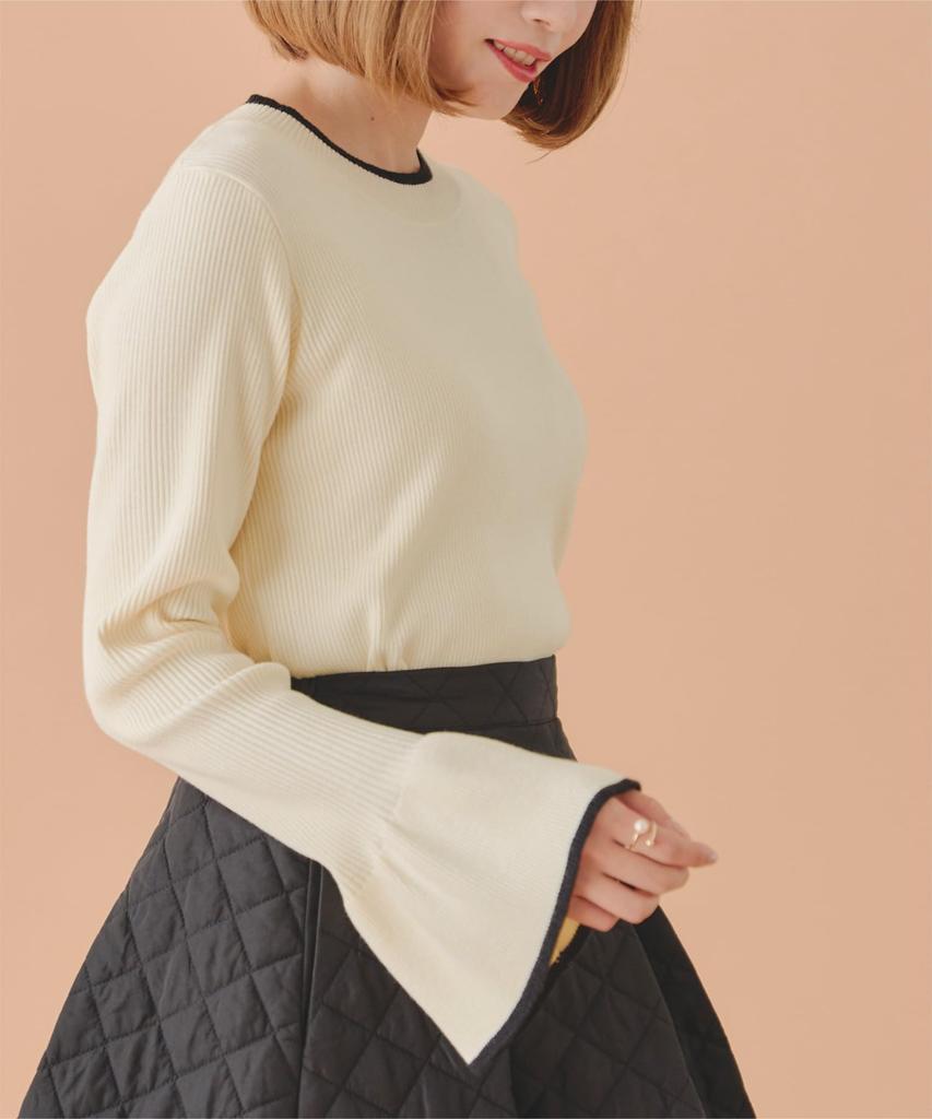 Titibait Crew Neck Bell Sleeve Knit White (ACXP3773), Women's, Medium,