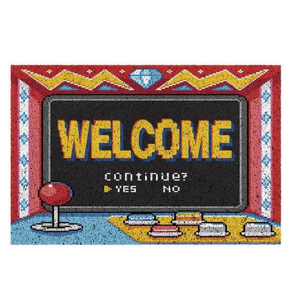 VIKAMA Game Console Outdoor Floor Mat Dirt Resistant No Wash Retro Nostalgic Style Foot Mat Doormat Welcome Mat 40X60CM (1.3X2FT
