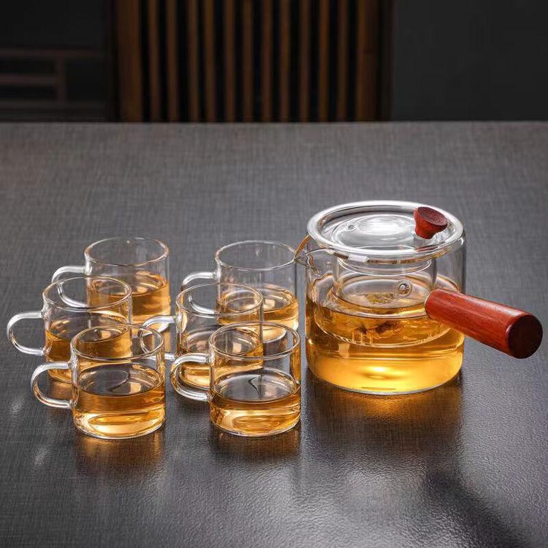 Shangqi Thickened Heat-Resistant Glass Side-Handle Teapot Set with 6 Cups