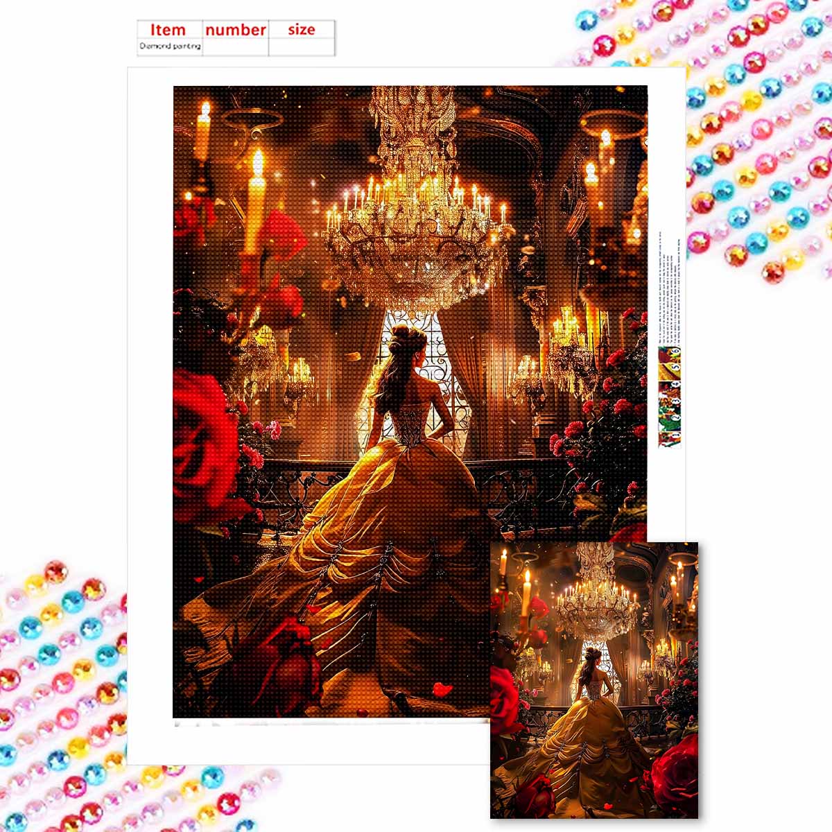 

Наборы для алмазной живописи 5D DIY для взрослых, Принцесса на балконе, Полные наборы с круглыми кристаллами для начинающих для украшения стен дома Round 20x30cm