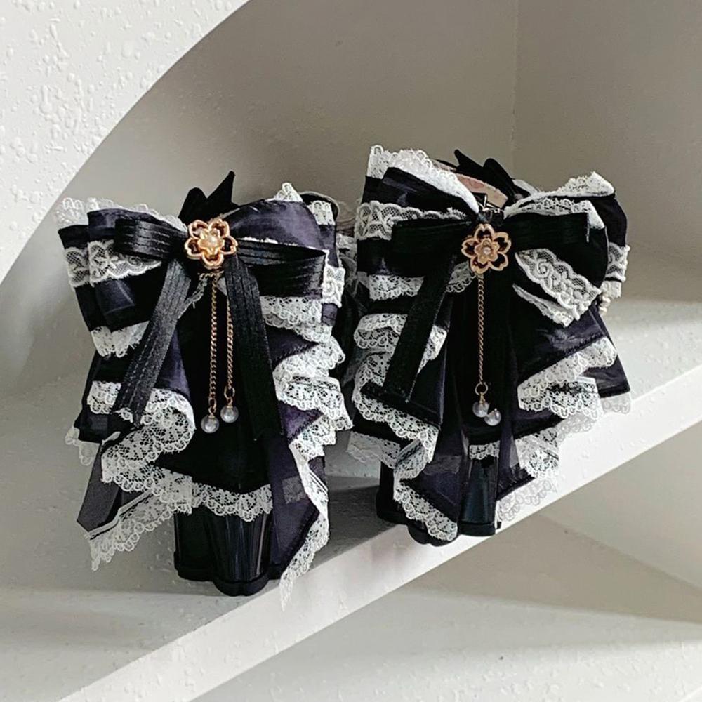 Sweet Girls Lolita Wedding Dress Kitten Heels Shoes Young Women Students Cute Sakura Lace Bowknots Princess Mary Janes Sandals