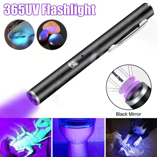 

D5 Светодиодный УФ-свет 365 Ветеринарная лампа Вуда Обнаружение пятен мочи грибка у домашних животных кошек собак Фонарик с USB-подзарядкой Лампа для ногтей Фонарик