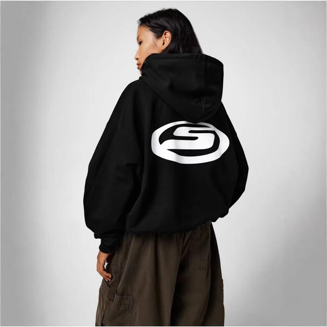 

Весенний повседневный свитшот с капюшоном и надписью для мужчин и женщин, парный стиль XL чёрный