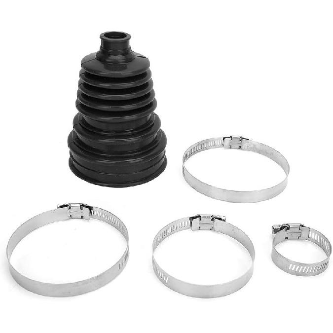 CV Boot Kit, Universal Silicone CV Axle Boot Dust Cover, Rubber, Ball Head Design, for Universal Vehicle, 1 dust Cover and Four Clamps (Black)