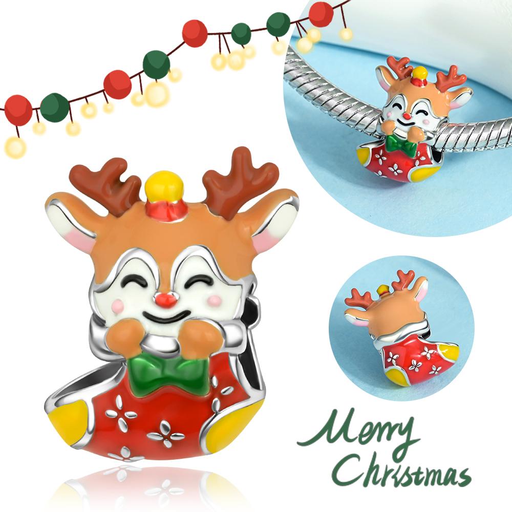 Christmas Party Copper Christmas Gift Socks Pendant Beads Fit Charm Bracelet Pendant Women Diy Fine Jewelry Party Gift