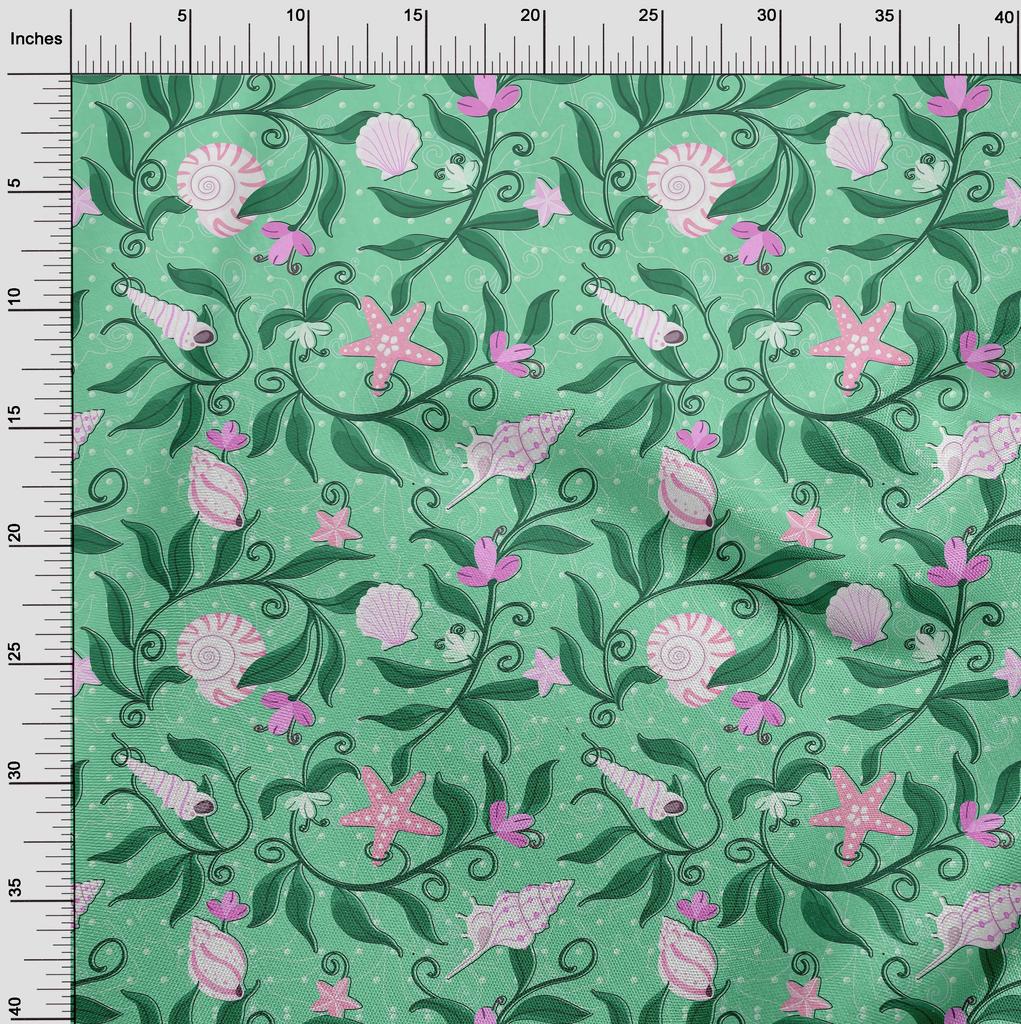 oneOone Cotton Flex Green Fabric Ocean Underwater Life Sewing Craft Projects Fabric Prints By Yard 40 Inch