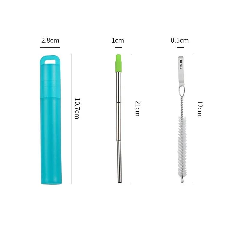 Telescopic Foldable Steel Straw Reusable Metal Drinking Straw with Storage Case Brush for Birthday Party Milk Juice Drinks